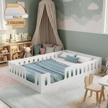Imagem de Kit Cama Casal Montessoriana Penelope com Colchão no Piso Proteção Lat