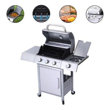 Imagem de Churrasqueira Americana Móvel a Gás 3 Queimadores Centrais e 1 Lateral
