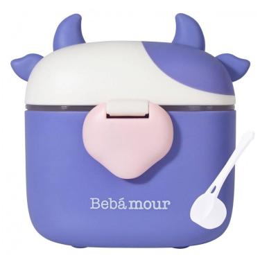 Imagem de Dispenser Fórmula Bebê Bebamour Roxo Vaquinha linda Portátil com Colher Nivela 450ml