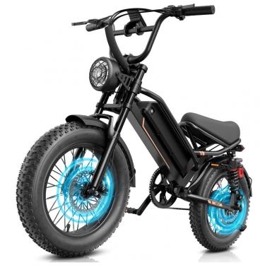 Imagem de Bicicleta elétrica Jasion YR16 preta, estilo dirt/moped com pneus 16x4, motor até 2000W...