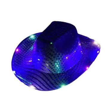 Imagem de Chapéu De Cowboy/Cowgirl Com Luz LED, Boné Brilhante Para Homens E Mul