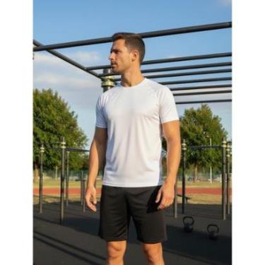 Imagem de Camiseta Masculina Raglan Dry Proteção Solar UV Lisa Corrida Academia Ciclismo Esporte - Branco-Masculino