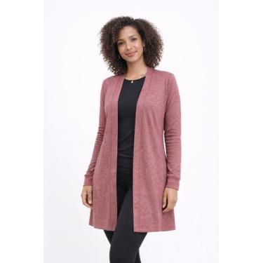 Imagem de Cardigan (Kimono) Visco Slim Melange Cor:RosaTamanho:M - Flor de Paula