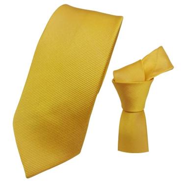 Imagem de Gravata Slim Social OEM Listrada em 100% Poliéster 1 e 40 a 1 e 50 cm Amarelo Adulto para Casamento e Congressos