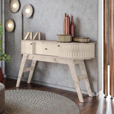 Imagem de Aparador Estoril Com Nichos Calacata/off-white - MADETEC MOVEIS