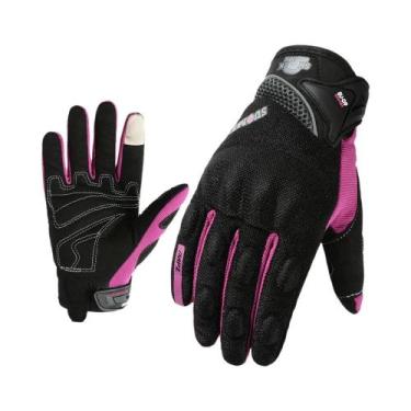 Imagem de Luvas De Motocicleta Femininas Em Rosa E Roxo Com Tela Sensível Ao Toq