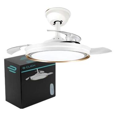 Imagem de Ventilador Retrátil Led Moderno Branco Com Dourado Eclick 1.016 M 50e6