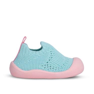 Imagem de Tenis Meia Sapatilha Infantil Menina Kidy Verde Água Rosa Calce Fácil
