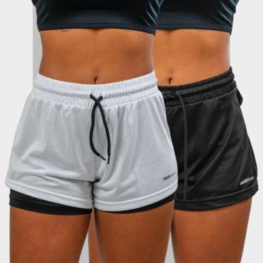 Imagem de Kit 2 Short 2 em 1 Feminino Dryfit Academia Bermuda Dupla Para Treino 