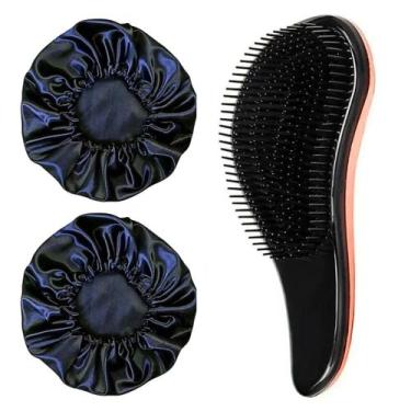 Imagem de Escova Para Cabelo Mágica + Touca Cetim Dormir 2 Unidades - Generica