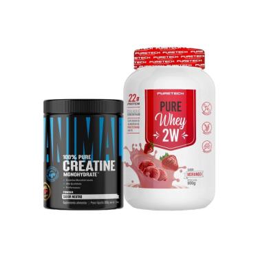 Imagem de Kit Whey Protein Isolado 900g Puretech + Creatina 100% Monohidratada 200g Universal-Uni...