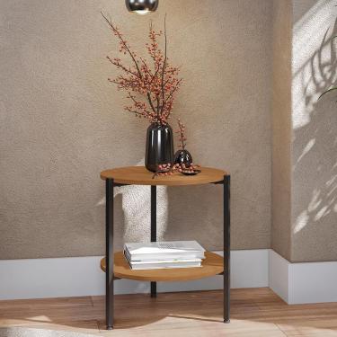 Imagem de Mesa De Centro Kappesberg Industrial Com 1 Prateleira Canela/preto Fosco 50cm X 47cm