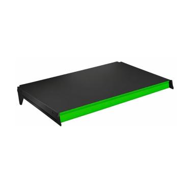 Imagem de Bandeja Prateleira 40x73 Para Gôndolas New Plus Preta Com Porta Etiquetas Verde Claro -...