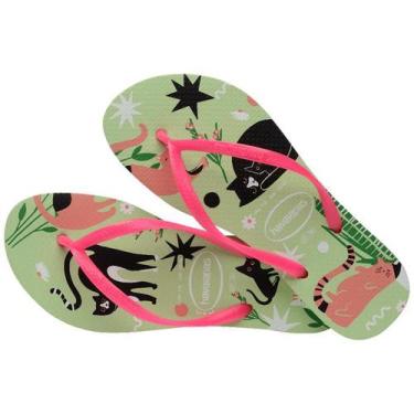 Imagem de Chinelo Havaianas Slim Pets, Verde, 37-38