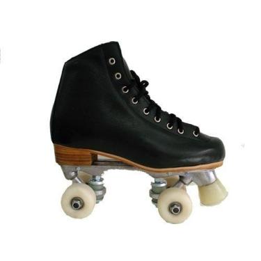 Imagem de Patins Quad 4 Rodas Profissional Básico Preto e Roda Branca - Patins.c