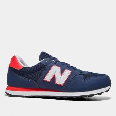 Imagem de Tenis New Balance 500 V'2 Masculino, 38, Azul marinho, Vermelho