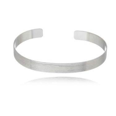 Imagem de Bracelete regulável aro grosso banhado a ródio branco - Giuli Joias Co