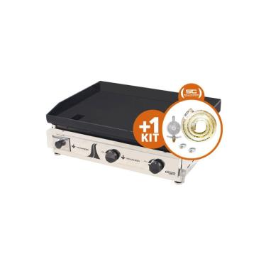 Imagem de Kit Chapa a Gás Inox 65cm C65 para Lanches com Kit Gás 1kg Metalúrgica Venâncio
