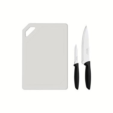 Imagem de Kit para Carnes e Legumes Plenus 23498014 com Facas e Tábua de Corte Aço Inox e Polipropileno Preto Tramontina