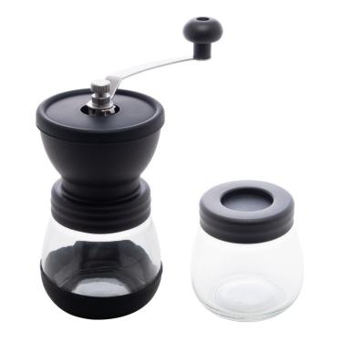 Imagem de Moedor de Café Manual em Aço Inox com Porta Pó Extra de Vidro para Cozinha Preto Lyor