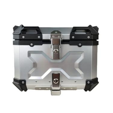 Imagem de Baú Traseiro para Moto 45L Alumínio Prata com Base Universal e Fechamento Antirroubo Tronos