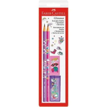 Imagem de Kit Escolar Faber-Castell Glimmer Viagem 2 Lápis Grafite Apontador e B