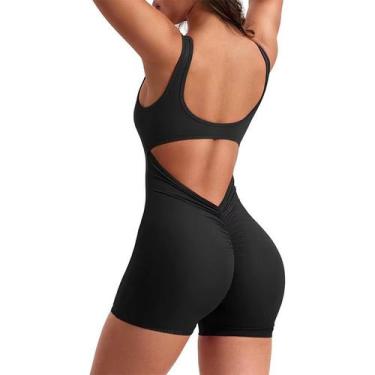 Imagem de Macacão De Yoga De Uma Peça Magro Curto Roupas Esportivas Mulher Roupa