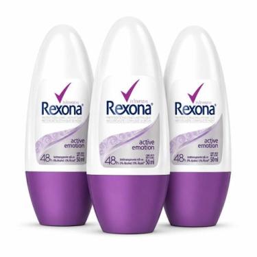 Imagem de Kit 3 Desodorante Rollon Rexona Controle Inteligente Active Emotion 50