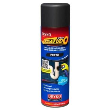 Imagem de Spray Impermeabilizante Vedatudo Emborrachado Anticorrosivo Preto Dryk