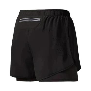 Imagem de Shorts Esportivos Masculinos De Secagem Rápida Com Bolso Embutido 2 Em