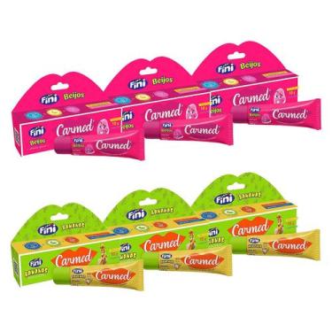 Imagem de Kit 6 Unidades Hidratante Labial Carmed Fini 3 Beijos e 3 Bananas Efei