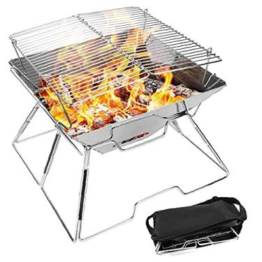 Imagem de Grelha de churrasco, portátil, dobrável, de carvão, para uso ao ar livre, de aço inoxidável, para piquenique, jardim, terraço, acampamento