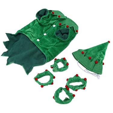 Imagem de Shanrya Roupas engraçadas para animais de estimação, confortáveis e fáceis de usar, roupas de inverno com fecho de botão, elástico para festas para o dia das bruxas no Natal (G)