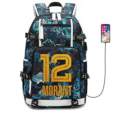 Imagem de FANwenfeng Mochila multifuncional para fãs de basquete JA Number 12, Padrão azul claro - 1, Free Size, Moderno