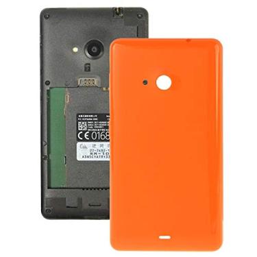 Imagem de HAIJUN Peças de substituição para telefone celular capa traseira de bateria de plástico cor sólida brilhante para Microsoft Lumia 535 (preto) cabo flexível (cor: laranja)