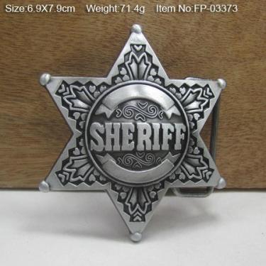 Imagem de Fivela para cinto estrela xerife cor prata velha