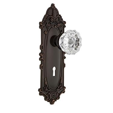 Imagem de Nostalgic Placa vitoriana de armazém com fechadura e maçaneta de porta de cristal interior