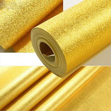 Imagem de Q QIHANG Papel de parede à prova d'água em folha dourada moderna simples para Hotel KTV Bars TV Pano de fundo de TV 1,73 cm L x 82,8 cm L = 57 pés quadrados (QH7701Gold)