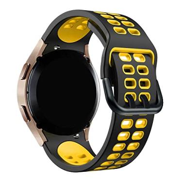 Imagem de Pulseira Esportiva Moderna LTIMPORTS compatível com Galaxy Watch 7/6/6 Classic/5/5 Pro/4/4 Classic e Galaxy Watch FE (Preto/Amarelo)