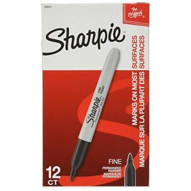 Imagem de Sharpie Marcador permanente, ponta fina, preto (30101) (12 marcadores)