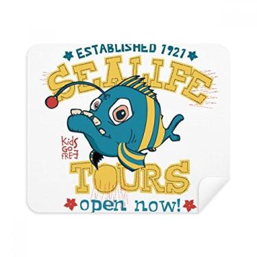 Imagem de Pano de limpeza de tela com ilustração de peixe amarelo azul fofo 2 peças tecido de camurça