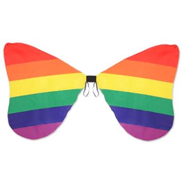 Imagem de Beistle Asas de tecido com elásticos anexados à fantasia de Halloween arco-íris acessório de festa do orgulho, tamanho adulto, vermelho/laranja/amarelo/verde/azul/roxo