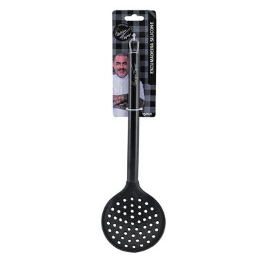 Imagem de Escumadeira Silicone Black Cabo Inox Premium Henrique Fogaça 34cm - Yazi