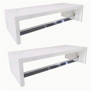 Imagem de Kit2 Toalheiro Banheiro Multiuso Branco 60cm Nicho