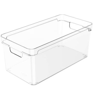 Imagem de Organizador Multiuso Empilhável 30x15x13cm Caixa Organizadora Transparente Com Alças Clear OU