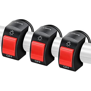 Imagem de 3 peças de interruptor de farol de motocicleta interruptor de guidão 7/8 polegadas 22 mm 12v botão liga/desliga para U5 U7 U2 motocicletas scooter eletromóvel, vermelho