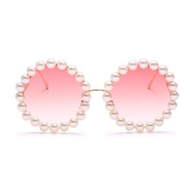 Imagem de Óculos de sol redondos pérola femininos óculos de designer de luxo masculinos óculos femininos masculinos grandes armações sombras óculos vintage uv400,4 modelo de cor, mostrar como imagens