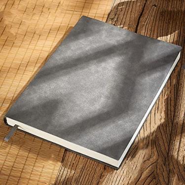 Imagem de A4/B5/A5 grande diário de negócios de couro caderno de escritório agenda linha de agenda página de linha espessa bloco de notas 260 folhas, cinza, A5