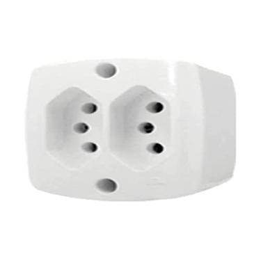 Imagem de Tomada Dupla Sobrepor Retangular Bip 2P+T 10A 250V Branca – Ilumi