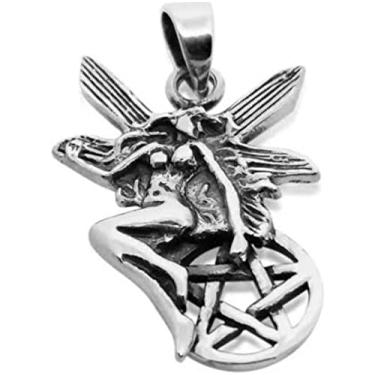 Imagem de Cordão com Pingente em Aço Inox Deusa com Pentagrama Wicca